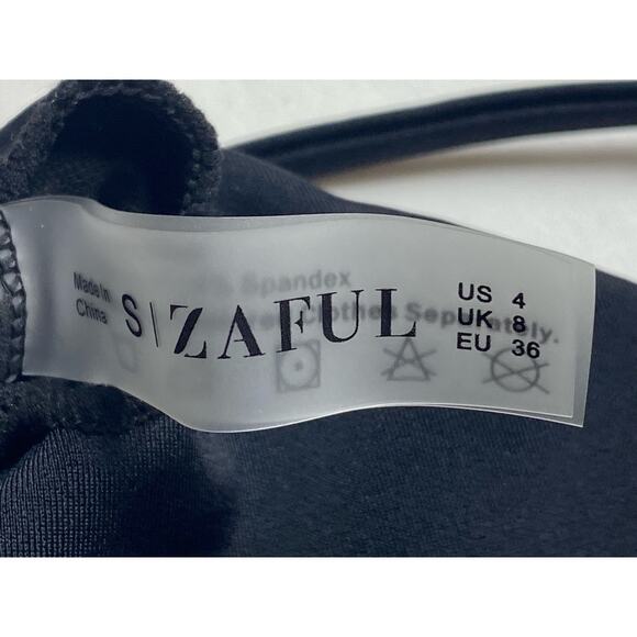 Zaful Women's Black V-Neck Mesh Cross Sides Tummy Control Swimsuit Size 4 - Picture 5 of 7